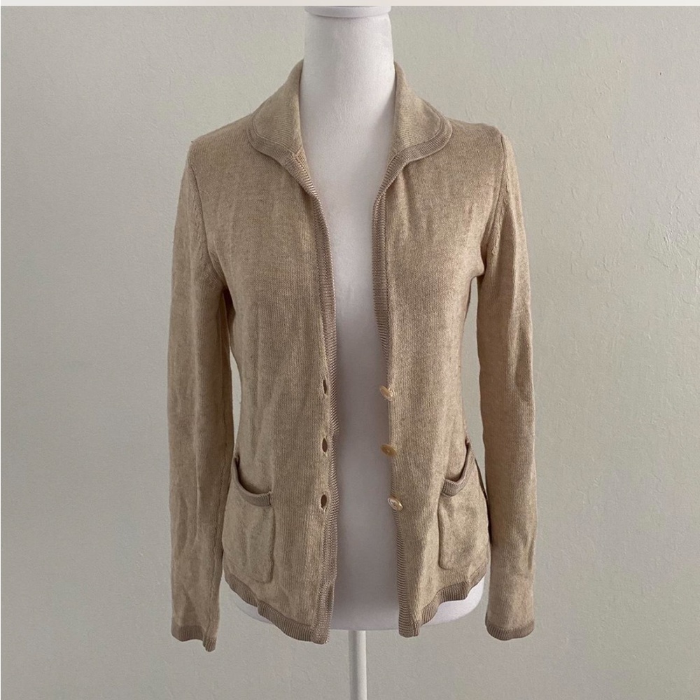 Banana Republic Tan Button Up Sweater w/ collar